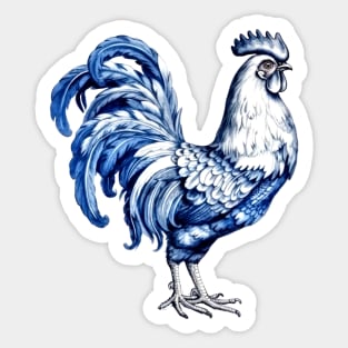 Delft Blue Fancy Rooster Chicken Sticker